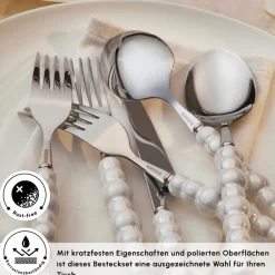 Karaca Bestecksets Für 6 Personen-Pearl 24-teiliges Besteckset Für 6 Personen, Silber