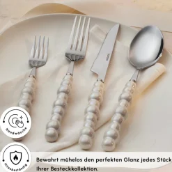 Karaca Bestecksets Für 6 Personen-Pearl 24-teiliges Besteckset Für 6 Personen, Silber
