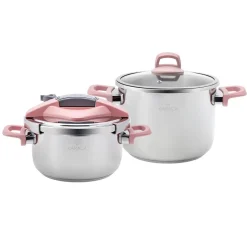 Karaca Schnellkochtopf-Perfect Pink 4+6 Liter Schnellkochtopf-Set Rosa01