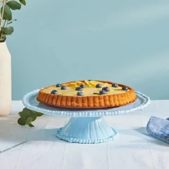 Karaca Speiseteller-Perla Kuchenständer aus Melamin, 36 cm, Blau