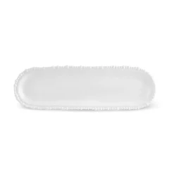 Karaca Servierplatte|Speiseteller-Perla, Melamin Servierplatte in Bootsform, 44cm, Weiß Weıß01