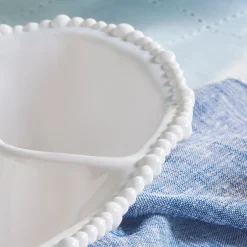 Karaca Speiseteller-Perla Melamin Snackschale mit Fächern Oval 33 cm Weiß Weıß01