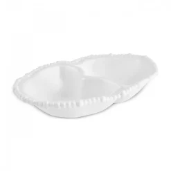 Karaca Speiseteller-Perla Melamin Snackschale mit Fächern Oval 33 cm Weiß Weıß01
