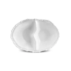 Karaca Speiseteller-Perla Melamin Snackschale mit Fächern Oval 33 cm Weiß Weıß01