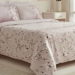 Karaca Bettwäsche-Pesla Bettwäsche-Set aus 100 % Baumwoll-Satin, Doppelbett, Rosa