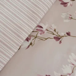 Karaca Bettwäsche-Pesla Bettwäsche-Set aus 100 % Baumwoll-Satin, Doppelbett, Rosa