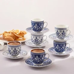 Karaca Mokka & Espressotassen Set-Peyker Kaffeetassen-Set für 6 Personen, 85 ml Blau01