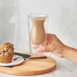 Karaca Wasserglas-Pia Doppelwandiges Latte Glas 300 ml Klar