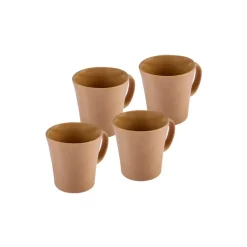Karaca Mokka & Espressotassen Set-Pisa Stoneware Espresso Türkische Kaffeetasse Set für 4 Personen, 4 Teilig, Braun Beıge01