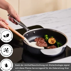 Karaca Stahltopf Sets-3Ply Edelstahl Sparkle 7-teiliges Antihaft-Induktions-Kochgeschirr-Set, Silber Sılber01