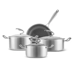 Karaca Stahltopf Sets-5Ply PowerSteel 316+ Kochtopf Set, 7 Teilig Farblös