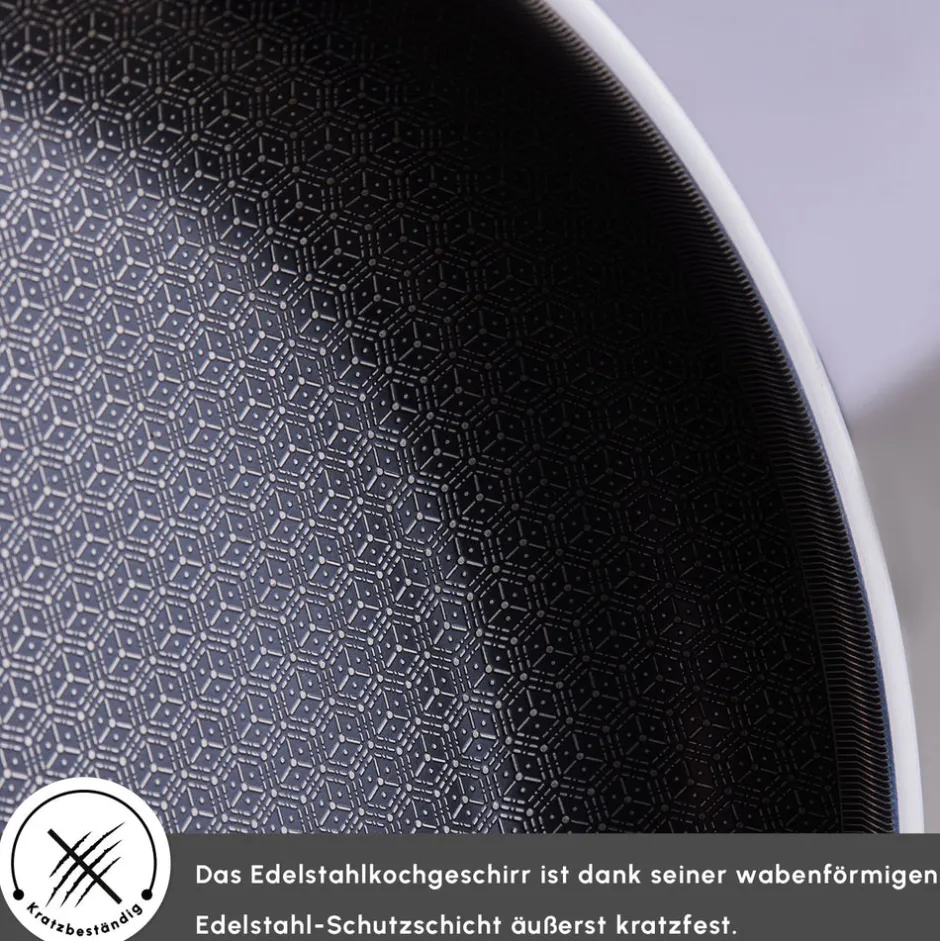 Karaca Stahltopf Sets-5Ply PowerSteel 316+ Kochtopf Set, 7 Teilig Farblös