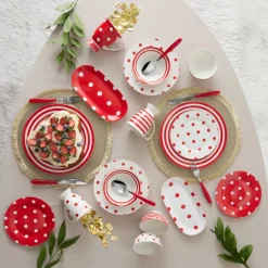 Karaca Servierplatte-Polka Dot Rot Porzellanteller 26 cm Rot02