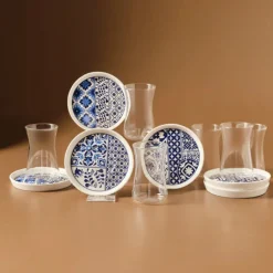 Karaca Teegläser Sets-Portela 12-teiliges Türkisches Teeset aus Bone China für 6 Personen, 170 ml, Mehrfarbig