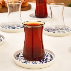 Karaca Teegläser Sets-Portela 12-teiliges Türkisches Teeset aus Bone China für 6 Personen, 170 ml, Mehrfarbig