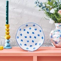 Karaca Speiseteller-Primavera Essteller mit Blaue Blumen Multıfarben