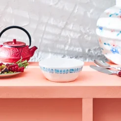 Karaca Schüssel/Bowl-Primavera Streifen Schale, Blau Blau01