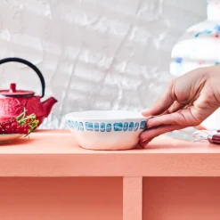 Karaca Schüssel/Bowl-Primavera Streifen Schale, Blau Blau01