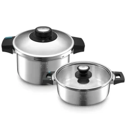 Karaca Schnellkochtopf-Quick and Safe Induktions-Schnellkochtopf-Set 6+8 Lt Farblös
