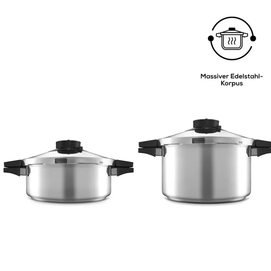 Karaca Schnellkochtopf-Quick and Safe Induktions Schnellkochtopf Set 4+6 Lt Farblös