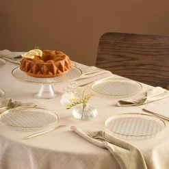 Karaca Kuchenplatte-Rattan 7-teiliges Kuchenset Gold