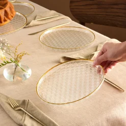 Karaca Kuchenplatte-Rattan 7-teiliges Kuchenset Gold