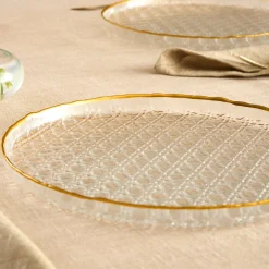 Karaca Kuchenplatte-Rattan 7-teiliges Kuchenset Gold