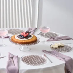 Karaca Kuchenplatte-Rattan Grau-Glitzer 7-teiliges Kuchenset Gri