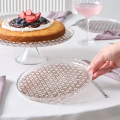 Karaca Kuchenplatte-Rattan Grau-Glitzer 7-teiliges Kuchenset Gri