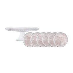 Karaca Kuchenplatte-Rattan Grau-Glitzer 7-teiliges Kuchenset Gri
