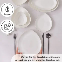 Karaca Tafelservice Für 12 Personen-Red Carpet Collection Streamline Saki Platin 59-teiliges Geschirrset für 12 Personen Platın