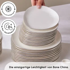 Karaca Tafelservice Für 12 Personen-Red Carpet Collection Streamline Saki Platin 59-teiliges Geschirrset für 12 Personen Platın