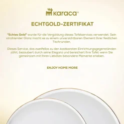 Karaca Tafelservice Für 12 Personen-Red Carpet Collection Streamline New Sunset für 12 Personen Geschirrset, 59 Teilig, New Generation Bone Gold