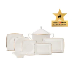 Karaca Tafelservice Für 12 Personen-Red Carpet Collection Fine Pearl Agate 12 Personen Geschirrset, 62 Teilig Gold