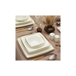 Karaca Tafelservice Für 12 Personen-Red Carpet Collection Fine Pearl Agate 12 Personen Geschirrset, 62 Teilig Gold