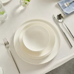 Karaca Tafelservice Für 12 Personen-Red Carpet Collection Stream Bone Merope 53-teiliges 12-Personen Geschirrset Platin Platın