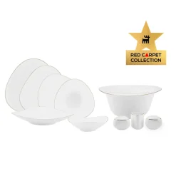 Karaca Tafelservice Für 12 Personen-Red Carpet Collection Fine Pearl Extra Tristan 62-teiliges Geschirrset für 12 Personen Gold