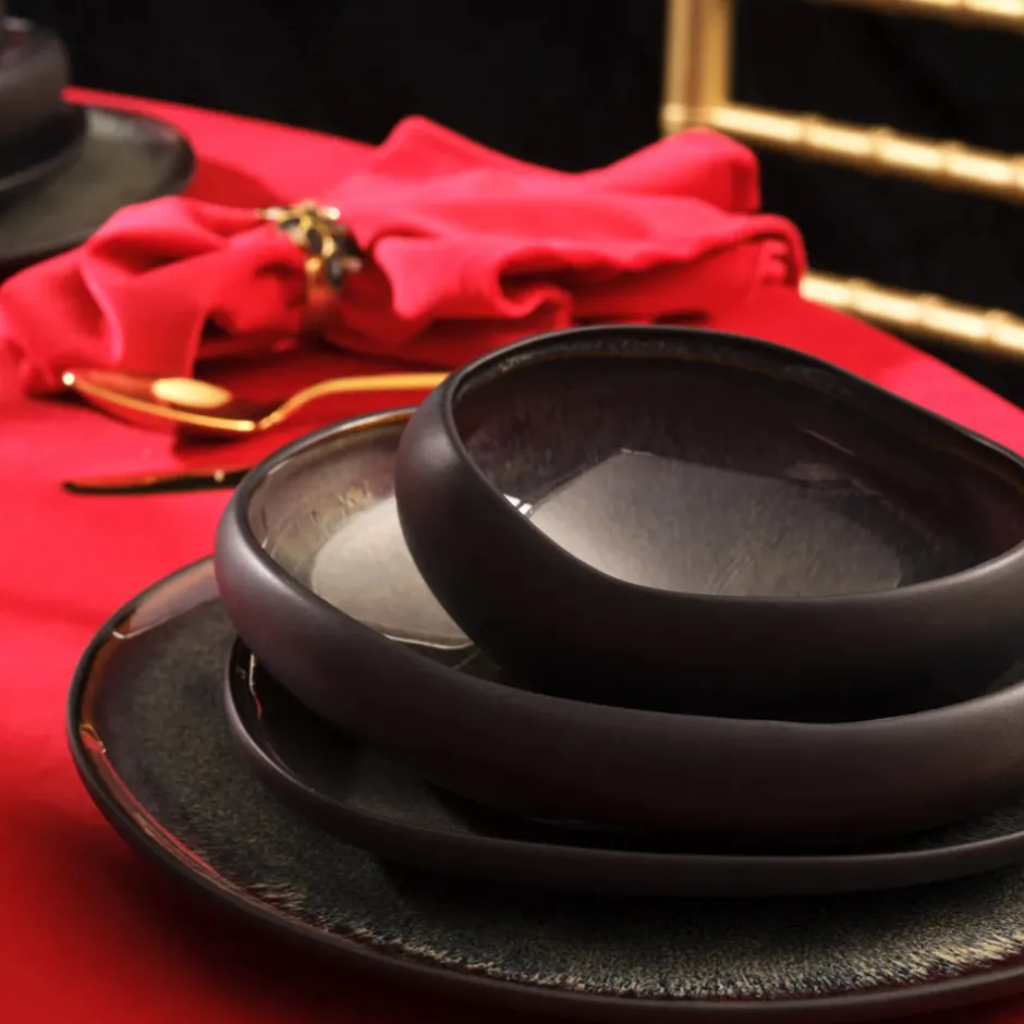Karaca Tafelservice Für 12 Personen-Red Carpet Collection Streamline Galactic Stoneware Geschirrset 12 Personen Schwarz, 59 Teilig Schwarz01