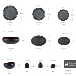 Karaca Tafelservice Für 12 Personen-Red Carpet Collection Streamline Galactic Stoneware Geschirrset 12 Personen Schwarz, 59 Teilig Schwarz01