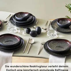 Karaca Tafelservice Für 12 Personen-Red Carpet Collection Streamline Galactic Stoneware Geschirrset 12 Personen Schwarz, 59 Teilig Schwarz01