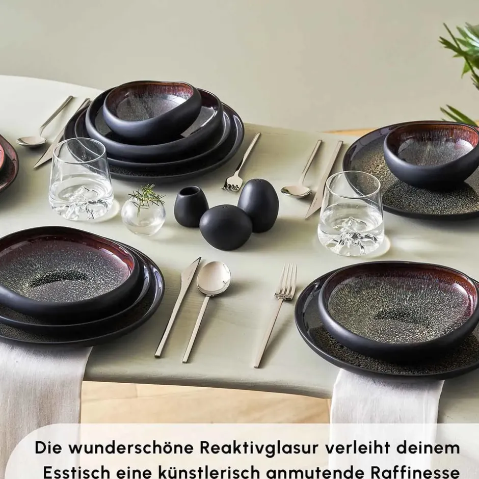 Karaca Tafelservice Für 12 Personen-Red Carpet Collection Streamline Galactic Stoneware Geschirrset 12 Personen Schwarz, 59 Teilig Schwarz01