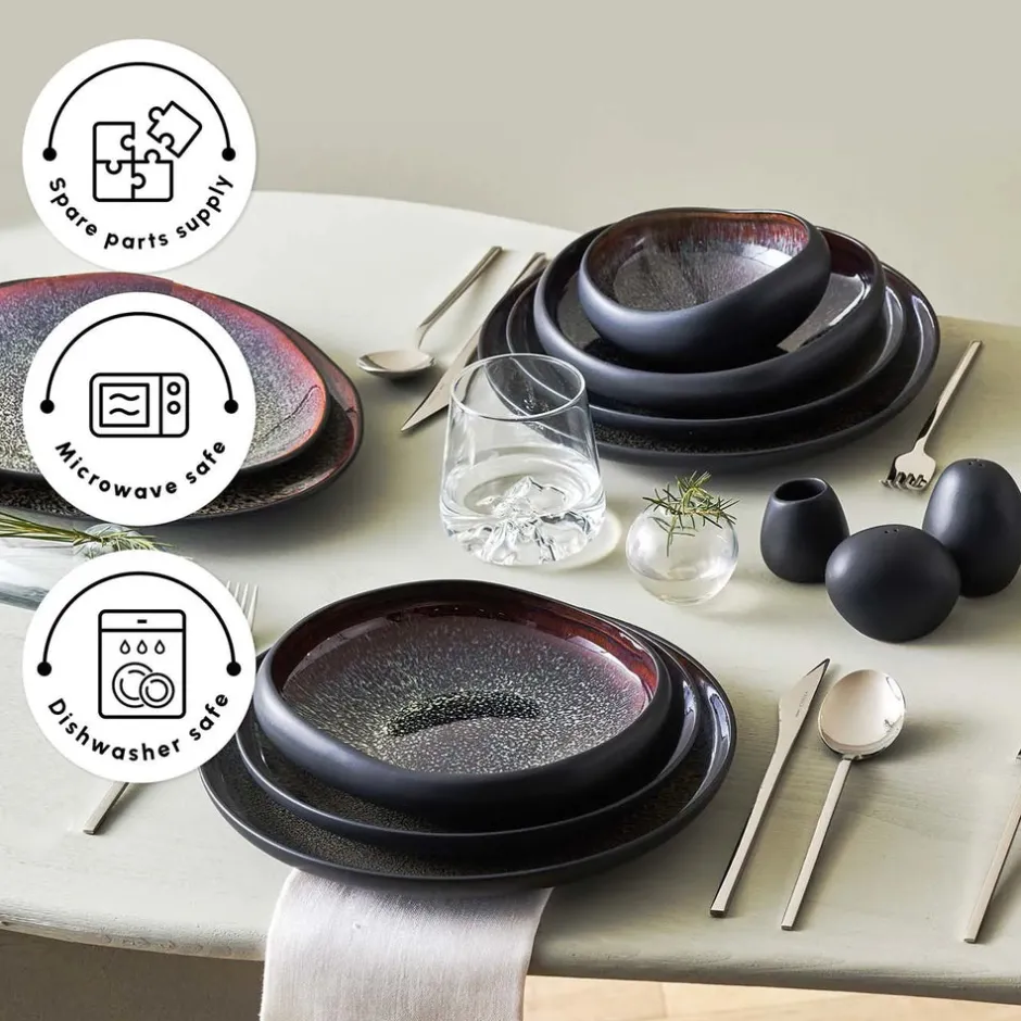 Karaca Tafelservice Für 12 Personen-Red Carpet Collection Streamline Galactic Stoneware Geschirrset 12 Personen Schwarz, 59 Teilig Schwarz01