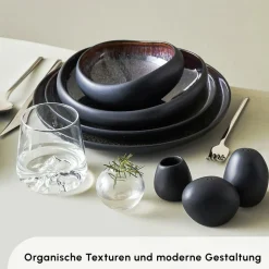 Karaca Tafelservice Für 12 Personen-Red Carpet Collection Streamline Galactic Stoneware Geschirrset 12 Personen Schwarz, 59 Teilig Schwarz01
