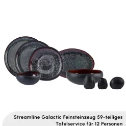 Karaca Tafelservice Für 12 Personen-Red Carpet Collection Streamline Galactic Stoneware Geschirrset 12 Personen Schwarz, 59 Teilig Schwarz01