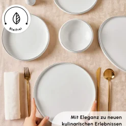 Karaca Tafelservice Für 12 Personen-Red Carpet Collection Streamline Sunset Platinum 59-teiliges Geschirr für 12 Personen Platın
