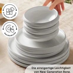 Karaca Tafelservice Für 12 Personen-Red Carpet Collection Streamline Sunset Platinum 59-teiliges Geschirr für 12 Personen Platın