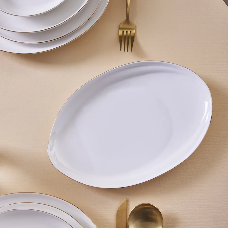 Karaca Tafelservice Für 12 Personen-Red Carpet Collection Stream Bone Yakamoz 59-teiliges 12-Personen-Geschirrset Gold