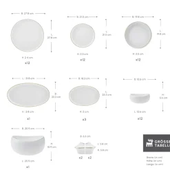 Karaca Tafelservice Für 12 Personen-Red Carpet Collection Streamline New Hole Geschirrset, 59 Teilig, New Generation Bone Gold