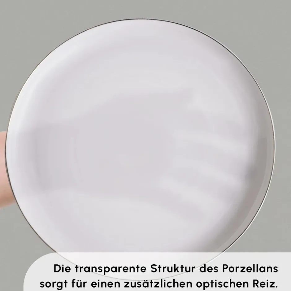 Karaca Tafelservice Für 12 Personen-Red Carpet Collection Streamline New Hole Geschirrset, 59 Teilig, New Generation Bone Gold