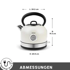 Karaca Wasserkocher-Retro 2202 Wasserkocher 2200W Creme